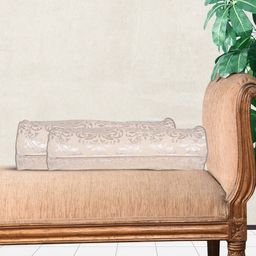 Home Cream & Silver-Toned Set of 2 Rectangle Cushion Covers-3