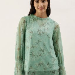 AND Green Floral Print Top-89