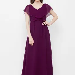 MISH Purple V-Neck Maxi Dress-image-60