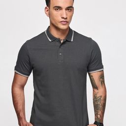 Red Flame Men Polo Collar Applique T-shirt-image-54