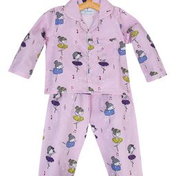 Knitting Doodles Girls Purple Printed Night suit-image-94