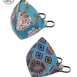 VASTRAMAY Unisex 2 Pcs 4-Ply Reusable Outdoor Fashion Masks With Fible Potli Bag-11