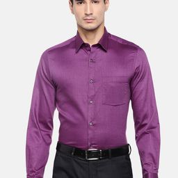 Turtle Men Magenta Relaxed Slim Fit Solid Giza Cotton Formal Shirt-12