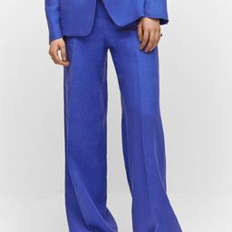 MANGO Women Linen Wide Leg Trousers-image-33