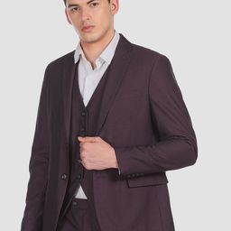 Arrow Men Purple Solid Single-Breasted Formal Suit-image-1