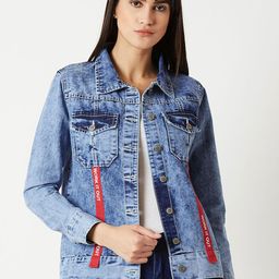 Miss Chase Women Blue Washed Denim Jacket-image-73