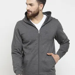 Kalt Men Grey Solid Hooded Sweatshirt-picture-46