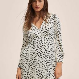 MANGO Women Cream-Coloured & Black Printed A-Line Mini Dress-85