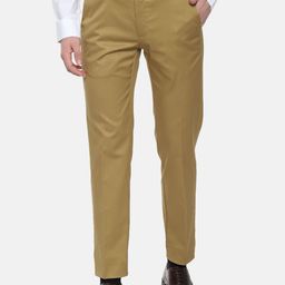 Louis Philippe Men Khaki Slim Fit Solid Formal Trousers-image-53