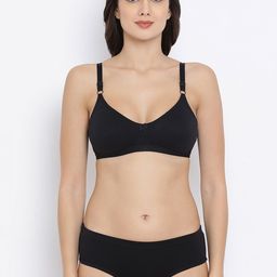 Clovia Women Black Solid Lingerie Set COMBBP80532B-image-90