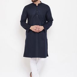 even Men Navy Blue Solid Straight Kurta-image-83