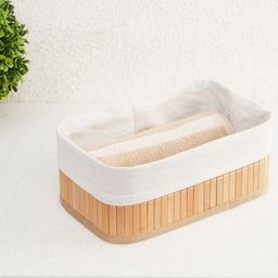Home Centre Beige & White Hudson-Macy Rectangular Foldable Laundry Basket-46