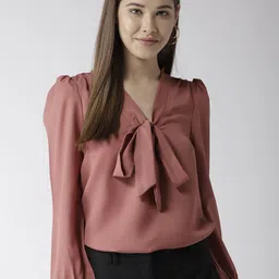 La Zoire Rose Pleated Knotted Top-picture-0