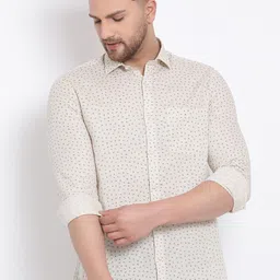 Turtle Men Beige Slim Fit Printed Casual Shirt-image-31