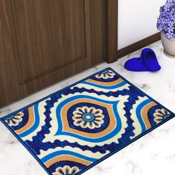 Athom Trendz Set Of 2 Blue & White Ethnic Motif Printed Anti-Skid Doormats-6