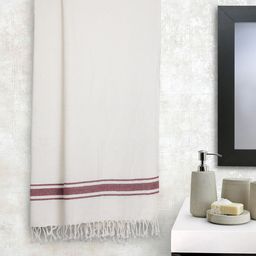 KLOTTHE Unisex Set of 2 White & Maroon Solid 233GSM Bath Towels-8