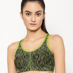 Floret Lime Green Printed Non-Wired Lightly Padded Workout Bra T3066_Lime Green_30B-picture-8