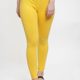 GRACIT Women Yellow Solid Ankle-Length Leggings-picture-33
