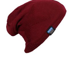 iSWEVEN Unisex Red Self-Design Woven Expandable Beanie-picture-9