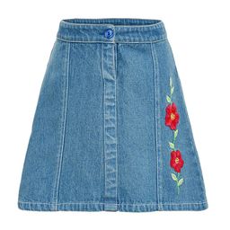 Miyo Girls Blue & Red Embroidered A-Line Denim Skirt-image-14