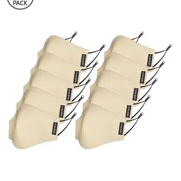 FLYING BERRY Unisex Pack Of 10 Beige-Coloured Solid 3-Ply N95 Reusable Anti-Pollution Face Masks-58