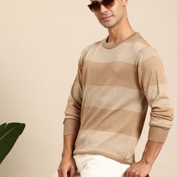 Mast & Harbour Men Striped Acrylic Pullover-image-12