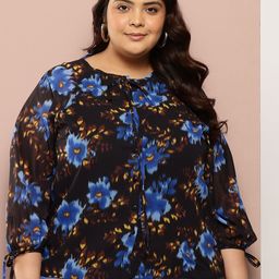 Sztori Plus Size Floral Print Shirt Style Top-22