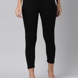 Kryptic Women Black Solid Three-Fourth Length Leggings-picture-7