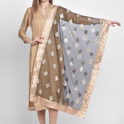 Dupatta Bazaar Black & Gold-Coloured Embroidered Dupatta-27
