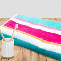 St Cloud Women White & Red Striped 450GSM Cotton Bath Towel-image-134