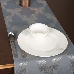 Home Blue & Silver-Toned Woven Design Table Runner-53