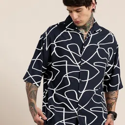 HERE&NOW Relaxed Fit Printed Drop-Shoulder Sleeves Casual Shirt-picture-4