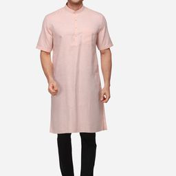 JADE BLUE Men Pink Woven Design Straight Modi Kurta-image-64