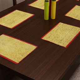 KLOTTHE Unisex Set of 6 Yellow & Red Printed Table Placemats-13