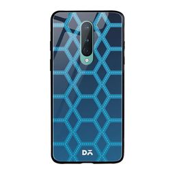 DailyObjects Blue & Navy Blue Nebula Honeycomb OnePlus 8 Glass Mobile Case-39