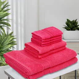 BIANCA Set of 8 Pink Solid 380 GSM Towels-50