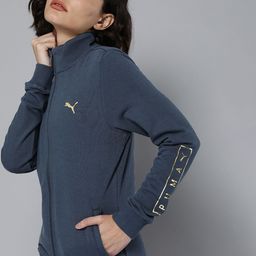 Puma Women Blue Solid Open Front Jacket-41