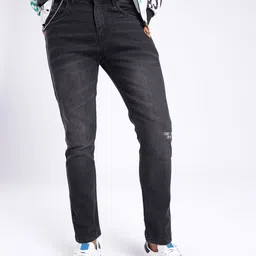 glitchez Men Cool Swag Slim Fit Heavy Fade Minimal Print Jeans-image-27
