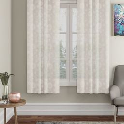 HOSTA HOMES Cream-Coloured Set of 2 Geometric Window Curtain-12
