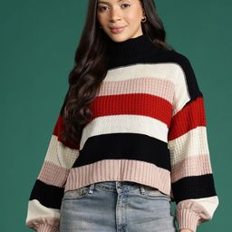 DressBerry Turtle Neck Striped Pullover-picture-27