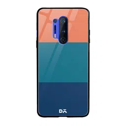 DailyObjects Coral-Coloured & Teal Blue Dark Triplet OnePlus 8 Pro Glass Case-27