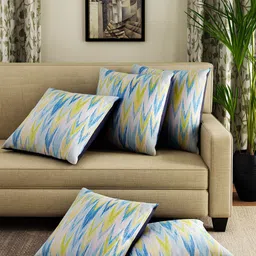 HOUZZCODE Blue Set of 5 Chevron Print 12'' x 12'' Square Cushion Covers image 1