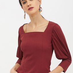 Harpa Women Maroon Solid Top-17