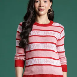 DressBerry Striped Typography Design Pullover-image-83