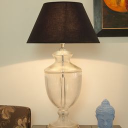 THE LIGHT STORE White Self Design Bedside Standard Table Lamp with Shade-49