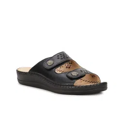 Scholl Women Black Leather Open Toe Flats-image-91