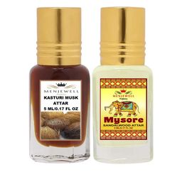 Menjewell Set Of 2 Kasturi Musk & Mysore Sandalwood Attar-1