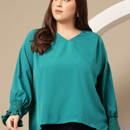 Sztori Plus Size Puff Sleeve Top-44