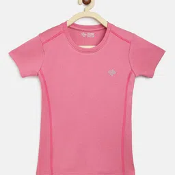 CHIMPRALA Girls Pink Solid Round Neck T-shirt-image-57