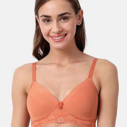 shyaway Orange Lace Non-Wired Lightly Padded Everyday Bra ST005-CoralReef-32B-picture-51